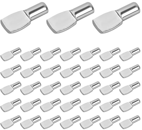 50 Stück Regalträger Stützen, Metallstifte 5mm für Regalböden, Regalstifte Lang Löffelform, Regal Pins Support, Bodenträger für Einlegeböden für Möbel Regal Kleiderschrank Schrank