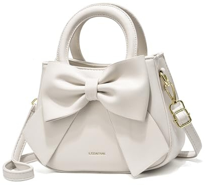 NICOLE & DORIS Umhängetasche für Damen Kleine Handtaschen mit Schleife Henkeltasche PU Leder Niedliche Schultertasche Mädchen Crossbody Bag Satchel Tasche