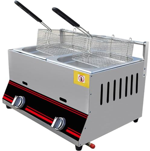 PGKTKCWH Friggitrice a Gas, friggitrice Professionale in Acciaio Inox da banco, friggitrice di Grande capacità con cestelli e Controllo della Temperatura, Riscaldamento rapido e Risparmio e