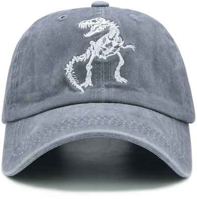 Wodeal Jungen Dino Hut, Vintage Washed Skeleton Dinosaurier Baseball Cap, Verstellbar für Kinder Alter 3-11 Jahre