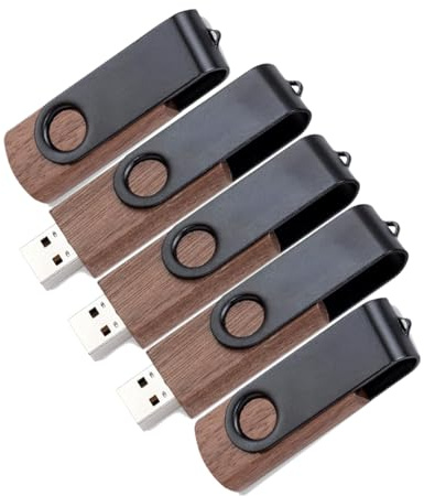 A Plus Memorias USB 3.0 de Alta Velocidad (5 Unidades) - Combinación Madera/Metal, Estilo Empresarial Oscuro (32, GB)
