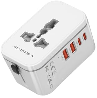 Adattatore Universale da Viaggio 20W, Presa Universale da Viaggio con 2 USB A e 2 USB C, Adattatore Presa Internazionale per UK, USA, Giappone, Australia, Tailandia