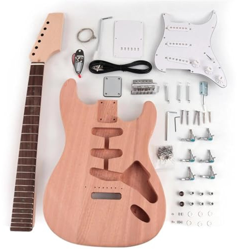 Corps De Guitare Inachevé Kit De Guitare Électrique À Monter Soi Même Tête De Pagaie Touche En Palissandre Corps En Acajou Manche En Érable Avec Tout Le Matériel