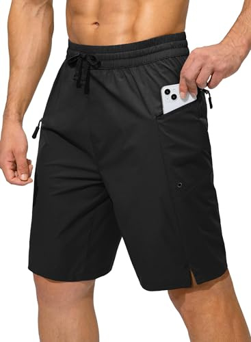 Tansozer badbyxor herr snabbtorkande badshorts boardshorts simbyxor med nätfoder och blixtlåsficka, svart, L