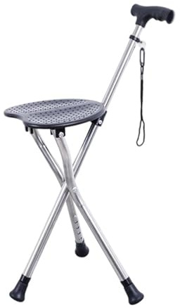 WATERBELINE Bastone pieghevole, leggero e regolabile, con 3 gambe, in acciaio, per anziani e disabili