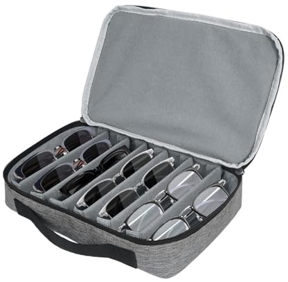 PANGBOER Portable Adjustable Eyeglass Organiser Box For Sunglass And Carrying Case With Soft Lining