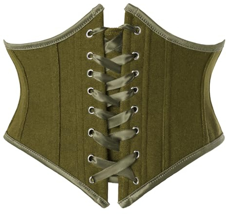 Women's Corset Belt Lace Up Underbust Renaissance Corset Green 14 | Solid Lace‑Up, Side Zip, Plastic Boning, Renaissance Fairs, Medieval, Pirate, Themed Parties, Halloween