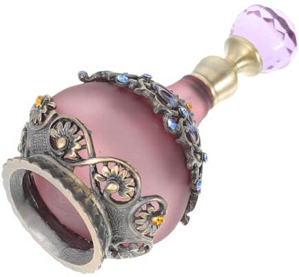 HAMPPLIES Botella De Vidrio Vintage Dispensadora De Aceites Esenciales y Perfume Recargable Para Viaje Frasco Vacío Reutilizable Estilo Oriental Con Diseño De Púrpura Elegante