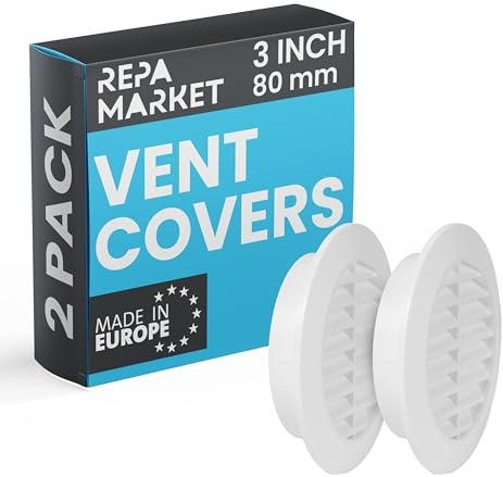 Repa Market Rejilla de ventilación redonda de 80 mm, 2 unidades, color blanco, con protección contra insectos, cubierta de tubo de ventilación de plástico para calefacción, refrigeración, aire