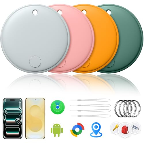 Air Tracker Smart Tags Android & iOS-4er Pack, Dual System Tracker Tagg für Apple Wo ist? & Smart Tag Android Google's Find Hub | Tracker Batterie wechselbar, (Mehrfarbig)