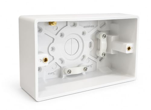 Extra Deep Surface Mounted Back Pattress Box 2 Gang 47mm White (1 Pack)