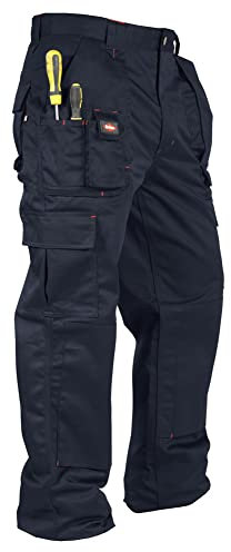 Lee Cooper LCPNT206 Vêtements de travail Hommes Multi Poche Facile D’entretien Heavy Duty Genouillères Poches Sécurité Travail Cargo Pantalon, Noir, 38W/33L