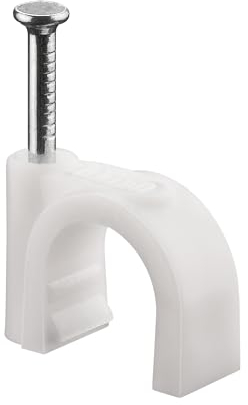 goobay 17082 Kabelschelle 100er Set / Kabelhalterung zur Kabel Befestigung bis zu 10mm Durchmesser / Kabelklemme mit Nagel für Wand, Türrahmen, Ecken und Aufputz / 100 Stück / Weiß