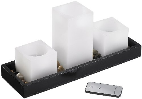 Britesta GUIDATO Candele con Timer: Decorazione Feng Shui: candele LED in Vera Cera su vassoio in Legno (Vera Cera GUIDATO Candele)
