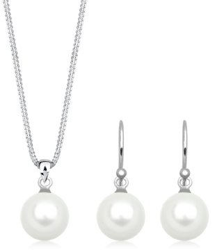 Elli Schmuckset Damen Set Basic mit Muschelkernperlen in 925 Sterling Silber