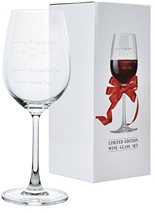 Willingood Weinglas Guter Ta, Schlechter Ta - Frag nich 420 ml Rotweingläser Weißweinglas Stimmungsglas Premiumglas mit Lasergravur Geschenkidee Geschenkverpackung