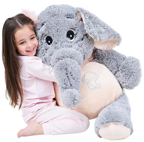 IKASA 100cm Giant Elefant Gefüllte Tiere Plüsch Spielzeug Geschenke für Kinder Freundin