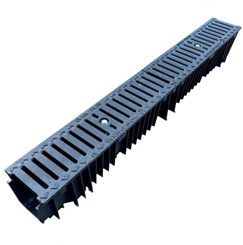 7 x Clark Drain CD437 Heavy Duty C250 25 Tonne Channel PVC Channel with Ductile Iron Drainage Narrow Slot Grating Locked metre 1m Length Water Rain Storm Shower Wetroom Garden Driveway