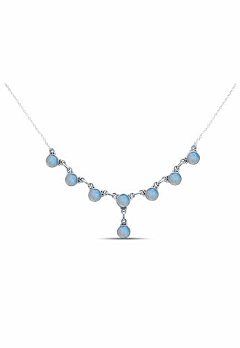 mantraroma Kette 925 Silber Edelstein Collier Silber Damen Sterling Silber Halskette Geschenk (MCO-006)