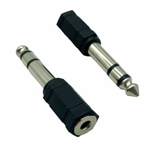 JAM2DAY 2 x Headphone Adapters - 3.5mm Socket to 6.35mm Jack Plug Audio Stereo