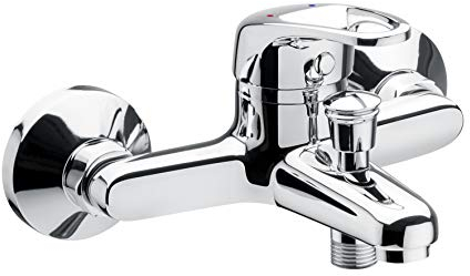 Cornat Bade-Einhebelarmatur Tavira - Hochwertiger Messingkörper - verchromt - 1/2 Zoll Brauseabgang / Einhebelmischer zur Wandmontage / Wannenbatterie / Badewannen-Armatur / TAV2, Badearmatur