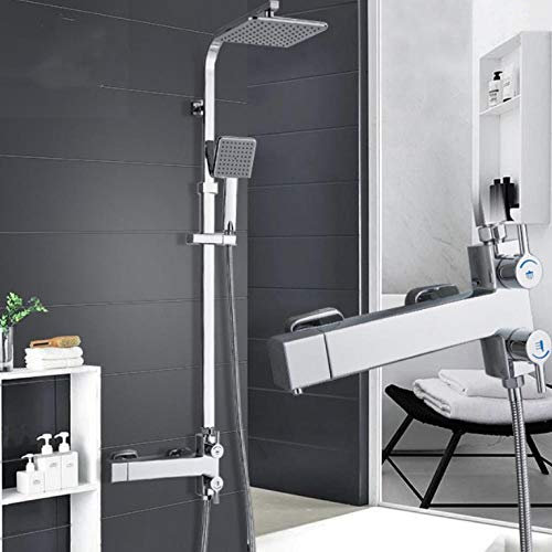 Huin Bad Thermostatarmatur Chrom Regendusche Badarmatur Badewanne Duschmischer Wasserhahn Bad Duscharmaturen Duschset