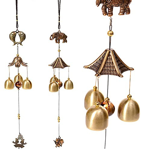 2 Stück Fengshui Glocke Wind Chime Antikes Kupfer Windspiele Metal Wind Chime Glocken Kupfer Wind Glockenspiel Ornament Vintage Kupfer Windspiele Für Balkon Garten Fengshui Deko