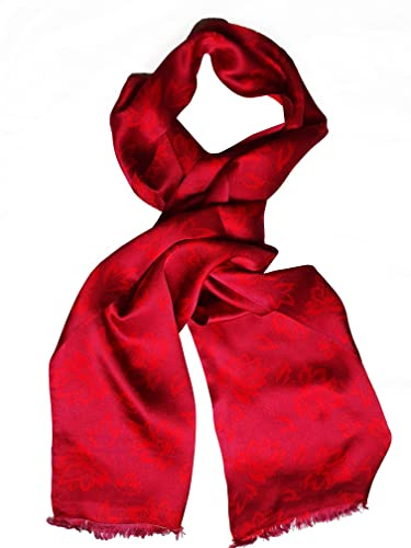 Posh Gear Damen Herren Seiden Schal Fioriseta, dunkel rot aus 100% Seide
