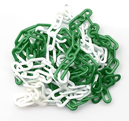 Chaîne plastique de délimitation et signalisation. Sachet 25 m (W0196). Maillon de diamètre 8 mm. Accessoires de délimitation - Vert et blanc -
