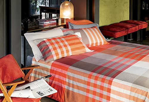 Bossi - Parure Sacco Copripiumino Letto Matrimoniale Due Piazze 100% Puro Cotone Percalle + 2 Federe con Volani Bissett 7384