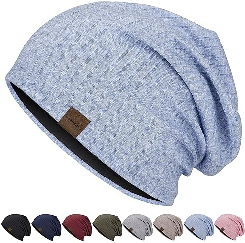 HAMUNI Slouchy mössa för män kvinnor mjuk lätt kemo huvudbonader, Himmelsblått, one size