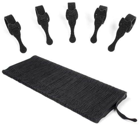 OneLeaf 180PCS Reusable Cable Ties, Black Adjustable 4-Inch Cord Organizer Ties, Multi-Purpose Hook Loop Cable Management Wire Ties for Organizing Home, Office, Data Centers