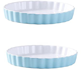 Plaque de cuisson, ustensiles de cuisson en céramique, crème brûlée en porcelaine, plats à crème anglaise et poêle à gâteau au fromage en porcelaine de 10 pouces, ensemble de 2, D, 8 pouces (couleur: