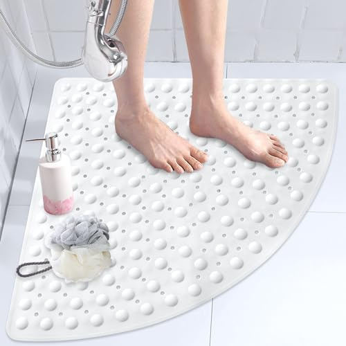 ZOKBOM Duschmatte rutschfest 70x70 cm: Duscheinlage rutschfest Komfortable Antirutschmatte Dusche, Duschmatte Groß Schnelltrocknend BPA-Frei mit Saugnäpfen (Weiß, Fächerförmig)