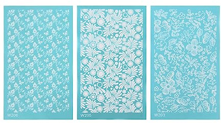 Silk Screen Stencils,3 pcs Clay Silk Screen Stencils, DIY Reusable Silkscreen Print Kit DIY Texture Scratchers Printing Plate Patterns for Jewelry Clay Earrings(#3)