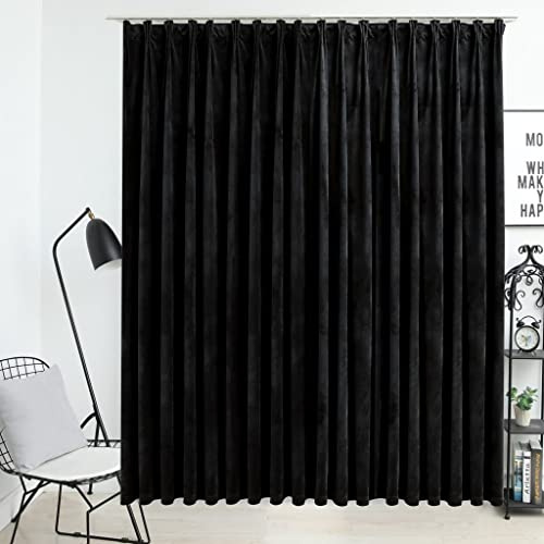 FENLAX Verdunkelungsvorhang mit Haken Samt Schwarz 290x245 cm Wohnzimmer Gardinen Schlafzimmer Vorhang Modern Gardinen Verdunkelnd Vorhänge Büro Eleganten Samt Vorhänge Privatsphäre Schützen