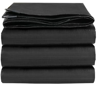 Schutzplane Bootsplane Abdeckplane mit Ösen LKW Plane Regenplane Gartenplane Allzweckplane, 0.32mm für Gartenmöbel Holz Pool Trampolin Auto, Anpassbar blais (Color : Black, Size : 2x2m)