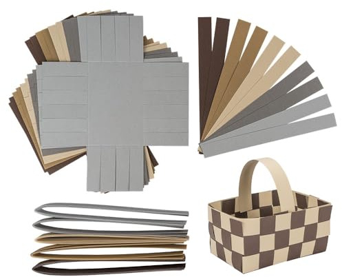 Idées avec des paniers tressés en forme de cœur | en papier | pour bricoler et tresser | Panier de Pâques | Décoration | Panier-cadeau | Emballage | 12 cm x 8 cm x 6,5 cm | 10 pièces (tons marron, gr