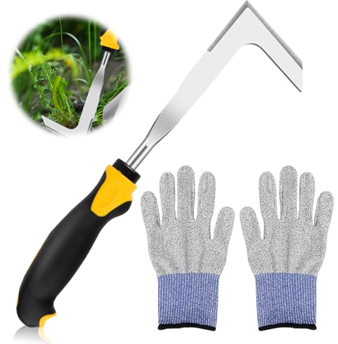 MplehDa Fugenkratzer Unkrautmesser Edelstahl, 30cm Fugenmesser zum Entfernen von Moos & Unkraut, Fugenkratzer Unkraut Garten, Fugenreiniger Unkrautkratzer, Unkrautstecher Ergonomischem Griff