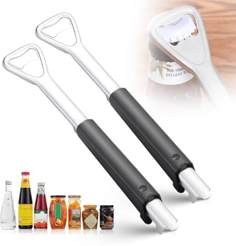 Apriscatole multifunzione 2 in 1, apriscatole 2024, in acciaio inox, estensibile, con pinze, apribottiglie universale per mani ferite, per anziani