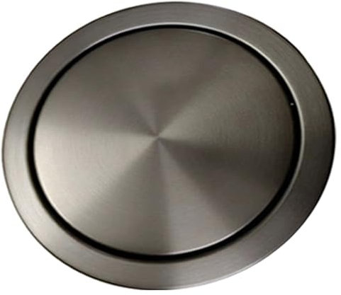 JTWWDM In Die Arbeitsplatte Eingelassener Runder Mülleimerdeckel Aus Edelstahl, Klappdeckel-Dekoration, Mit Schwingdeckel für Küche, Schlafzimmer, Werkbank, Büro, Schreibtisch,Matte Black 21cm