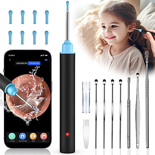 VIYSPNV Otoskop 3.5mm WIFI Wireless Digital Kamera mit 6 LED Leuchten 1920P HD Ohr Endoskop kompatibel mit iOS und Android für Kinder Erwachsene und Haustiere