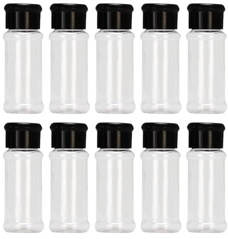 Lot De 10 Poivrières, Bouteilles À Épices Avec Couvercles À Charnière, Bouteilles À Épices Avec Fond Transparent, Flacons Doseurs À Épices, Bouteilles Shaker, Bouteilles À Épices Rechargeables