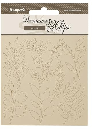 Stamperia - Decorative Chips for Scrapbooks, Albums, Cards, Bullet Journals and More, Laser Cut Cardboard Shapes, Easy to Glue, Perfect for Hobbies, Crafts, and Gifting (Forest - Leaves)