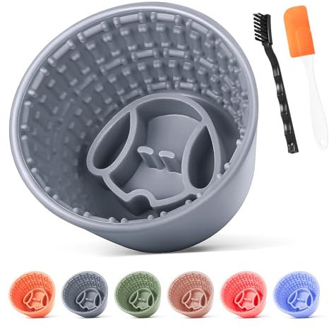 Focxoio Slow Feeder Dog Bowl, Silicone Non-Slip Lick Freeze Bowl for Dogs, Anti-Chocking and Anxiety Relief Puppy Licking Mat Treat Dispenser for All Dog Sizes, Rose Red