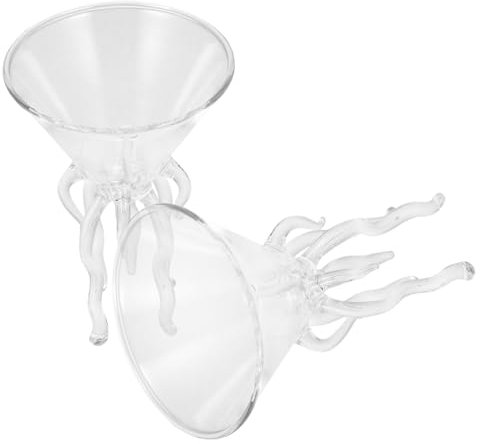 SHOWERORO 2pcs Tall Cocktail Glass Wine Glass Home Mojito Party Drinking Octopus Design