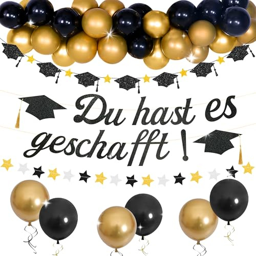 JeVenis Graduation Deko Glitzer Schwarz Bachelor Deko Bachelor Girlande | Graduation Deko Glitzer Schwarz Bachelor Deko Bachelor Abschluss Herzlichen Glückwunsch Girlande Herzlichen Glückwunsch