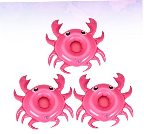 KICHOUSE 3piezas Montaña Rusa Inflable Forma De Cangrejo Portavasos Flotantes para Piscinas Color Rosado Soporte para Bebidas para Fiestas Acuáticas