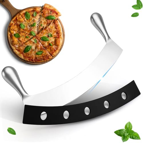 Pizzaschneider Pizzamesser Wiegemesser aus Edelstahl Pizza Wiegemesser 30cm & Ergonomischer Griff - Einfache Reinigung - Ideal für Zuhause & Profis