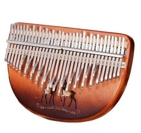 Doppelschichtiges chromatisches Kalimba 34 Tasten Daumenklavier Tragbare Calimba-Tastatur Musikinstrumente(Brown)